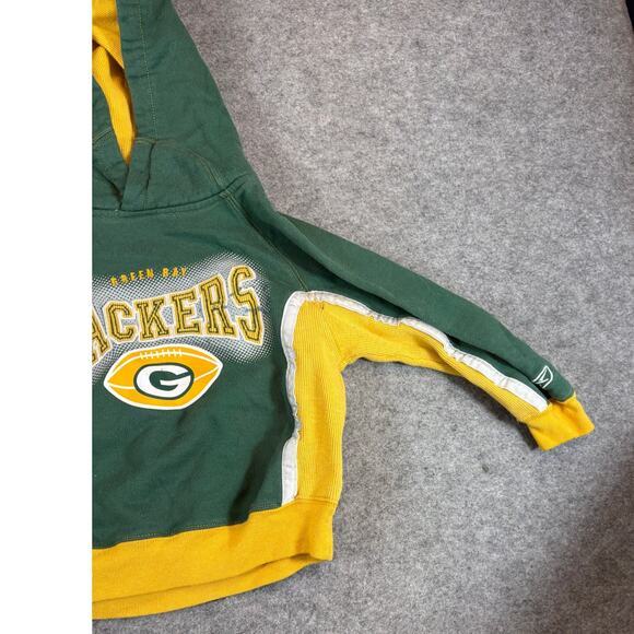 Green Bay Packers NFL Football Pullover Hoodie Kids Reebok Small Green Yellow - Picture 2 of 6